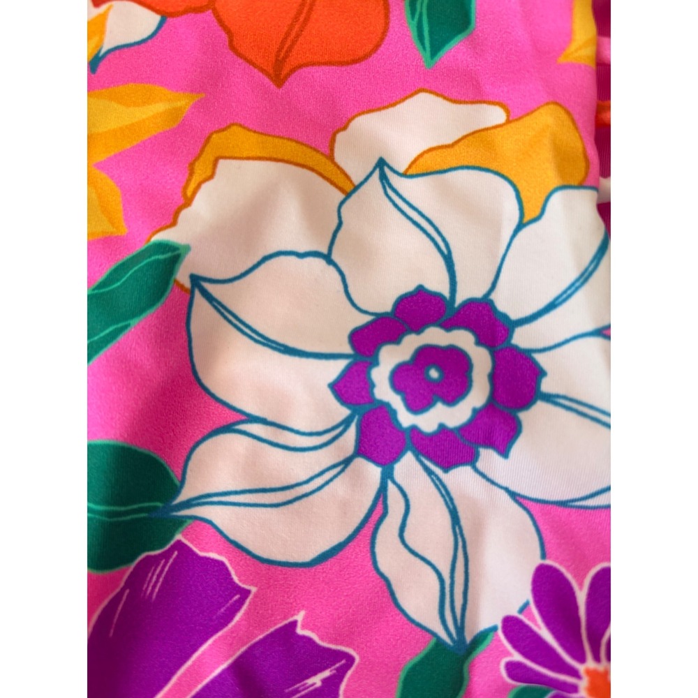 Hurley Daisy Delight Mod One Piece Swimsuit Pink Floral Side Cutout Size M - Picture 6 of 12